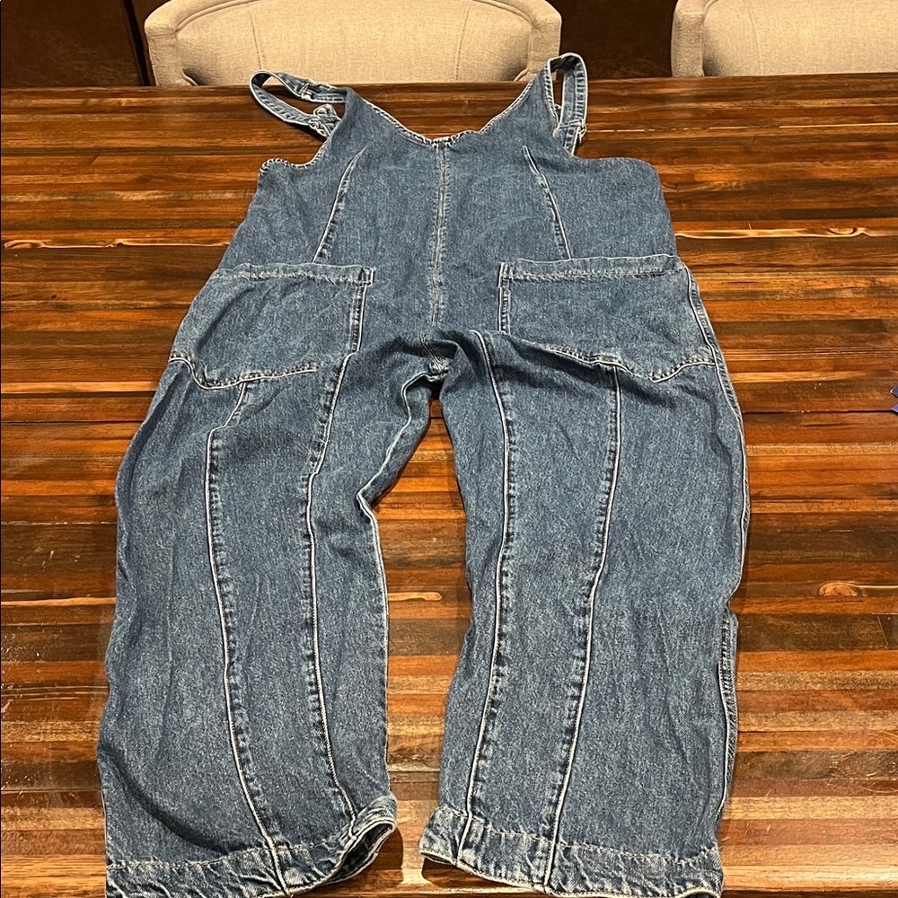 We The Free Blue Denim Overalls Jumpsuit